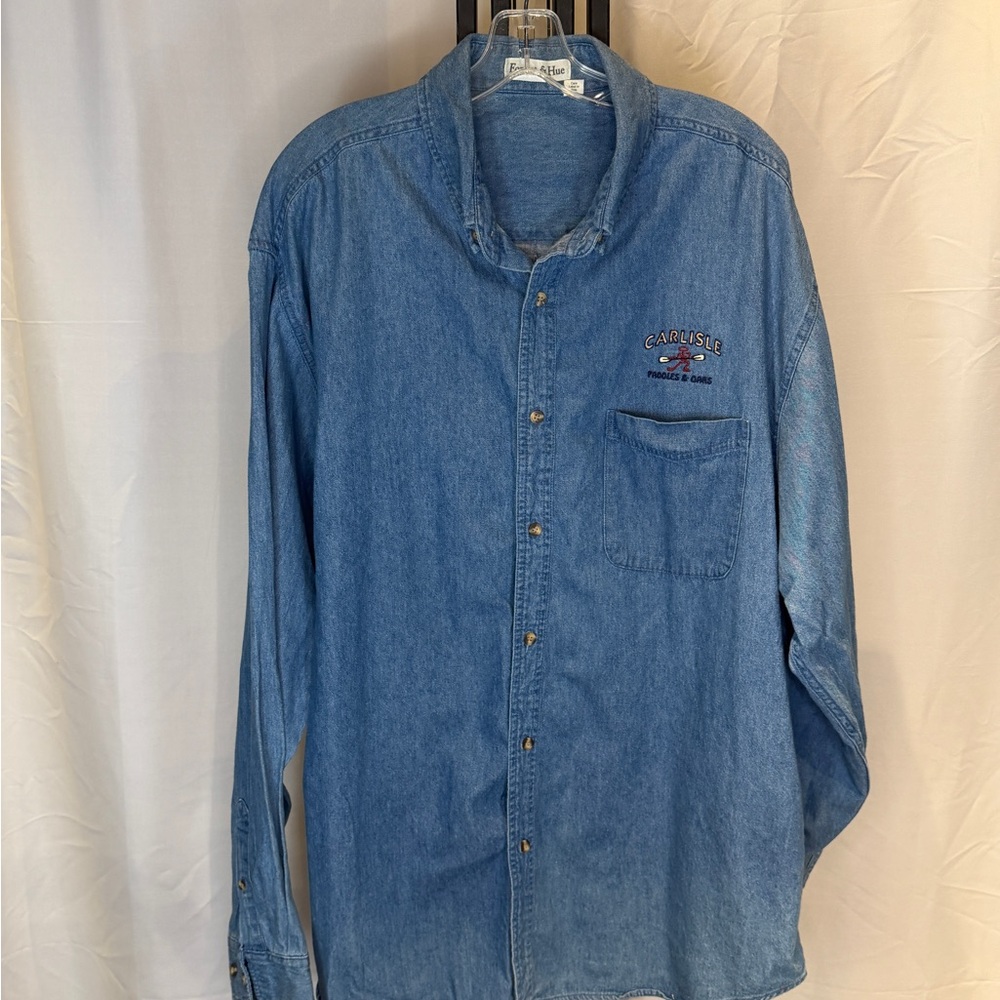 Casual Blue Denim Button-Down‎ Shirt